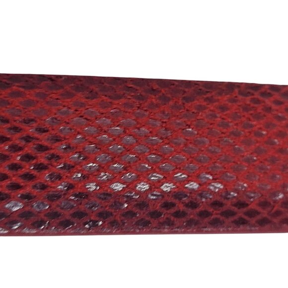 Vtg 80s Red Snake Python Embossed Skinny Leather Cincher Belt Sz XL Accessory - Picture 4 of 10